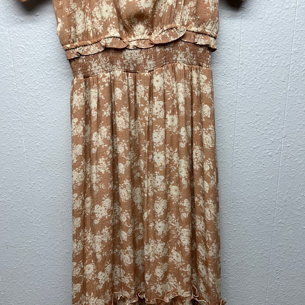 By The River Floral Puff Sleeve Peasant Midi Dress Womens Medium Cottage Smocked - Picture 5 of 13